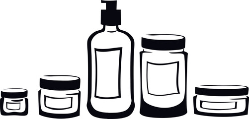 perfume bottle mockup, glass skincare cream container