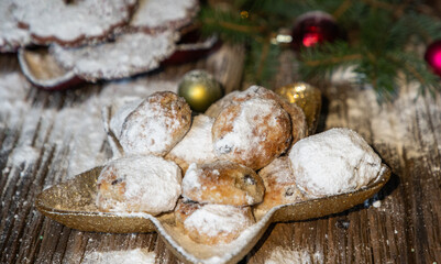 fresh Christmas cookies tree in background