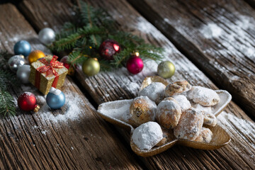 fresh Christmas cookies tree in background