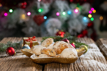 fresh Christmas cookies tree in background