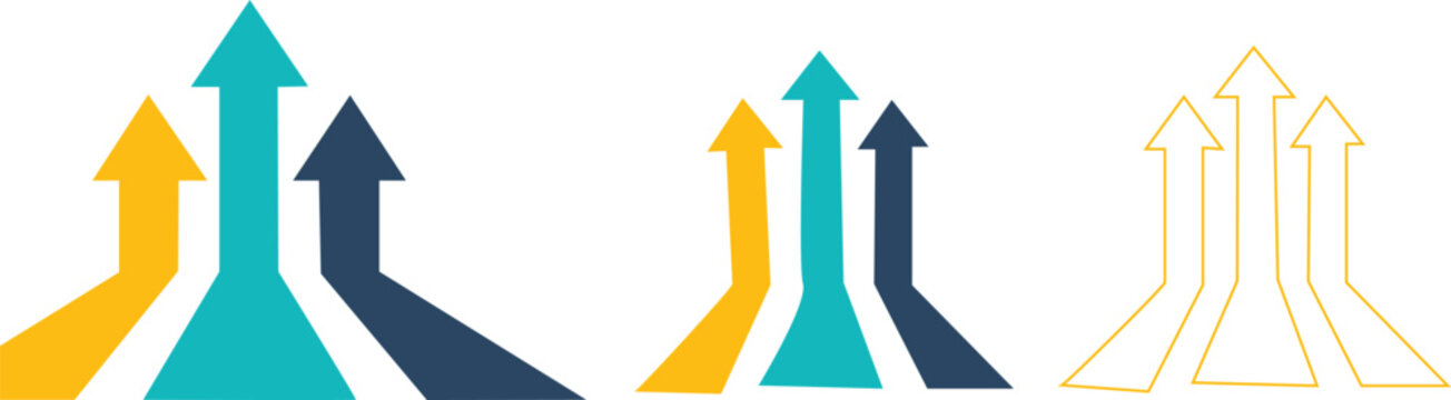 Three Sets of Upward Pointing Arrows In Different Styles Keywords: arrow, up, growth, progress