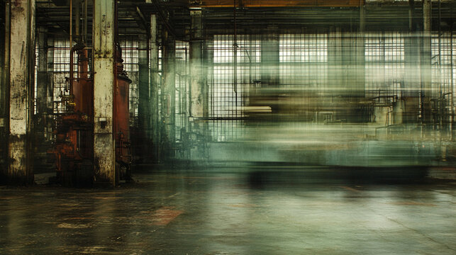 Blurred industrial metal surface with motion streaks creating a gritty abstract background that conveys strength speed manufacturing energy and modern mechanical atmosphere

