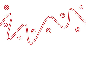 Minimalist Red Double Wavy Line Art Pattern with Concentric Circles and Transparent Background
