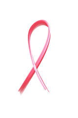 Glossy 3D Pink Awareness Ribbon Symbol for Breast Cancer Support with Transparent Background