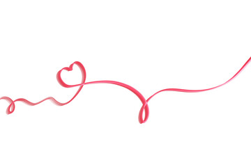 Abstract 3D Rendered Smooth Pink Ribbon Line Flowing to Create a Heart Shape