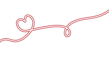 Minimalist Hand-Drawn Red Outline Heart Line Art with Swirls and Transparent Background
