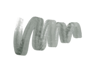 Textured Thick Hand-Painted Wavy Brush Stroke in Muted Grayish Green with Visible Layers