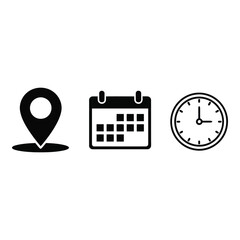 Location calendar and clock icons representing planning and scheduling