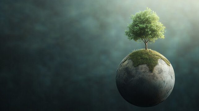 Earth globe with green tree on top symbolizing International Earth Day
