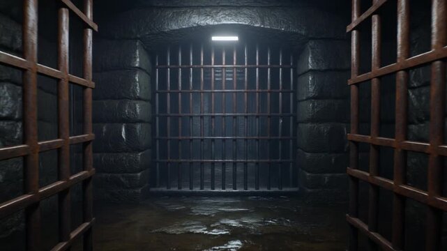 a scary underground prison cell room