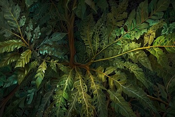 green tree in the rain