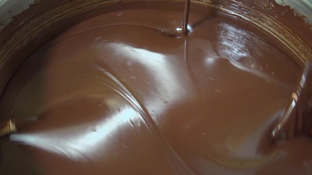 Dark chocolate is prepared in a vat
