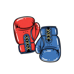 Red and blue boxing gloves isolated on white background  