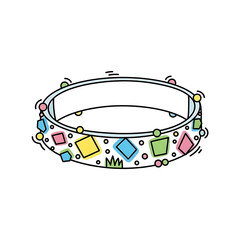 Colorful geometric bangle adorned with playful shapes and patterns  