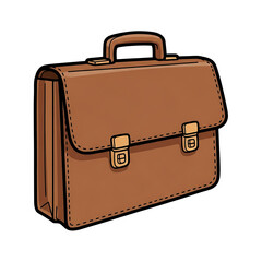 Brown leather briefcase with two clasps and handle  