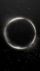 Fototapeta premium A minimal glowing circle with soft white sprinkles and a subtle light aura, floating on a dark transparent background for elegant, futuristic, or cosmic-themed designs.