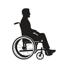 Silhouette of Man Sitting in Wheelchair &ndash; Disability Support, Accessibility Mobility Aid, Rehabilitation and Medical Assistance Concept