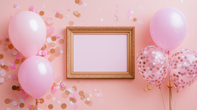 Pink Celebration with Balloons and Frame