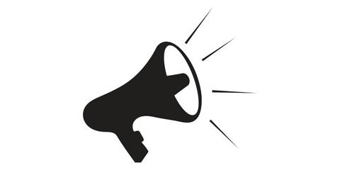 
Black megaphone silhouette icon vector for announcement and alert