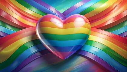 Serce w kolorach flagi tęczowej