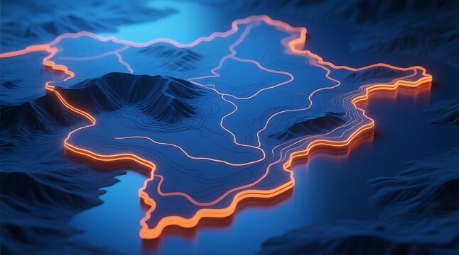 Stunning topographic map with glowing orange outlines, perfect for presentations and data visualization projects today