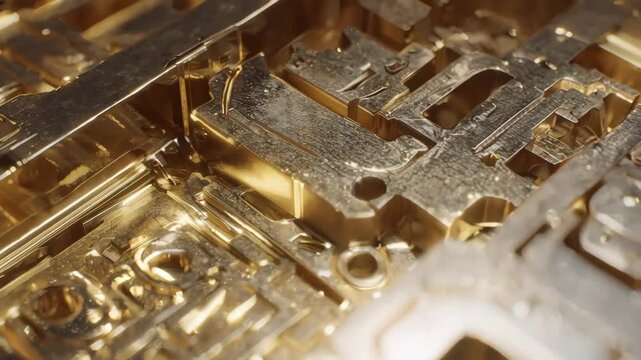 Medium shot capturing the detailed structure of a brass sprue with varied flow path shapes illustrating innovative casting optimization techniques