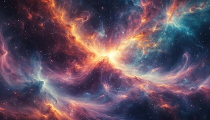 Colorful cosmic nebula in deep space