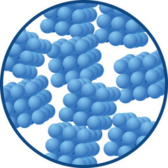 A blue sphere with many blue spheres surrounding it