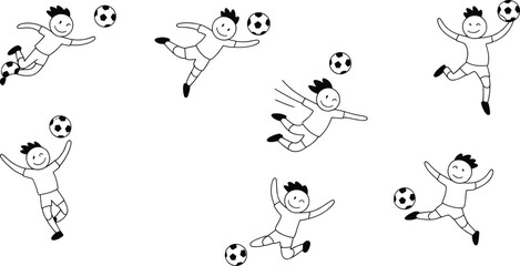 Obraz premium Stick Figure Soccer Players Having Fun with the Ball: A Playful Sports Scene
