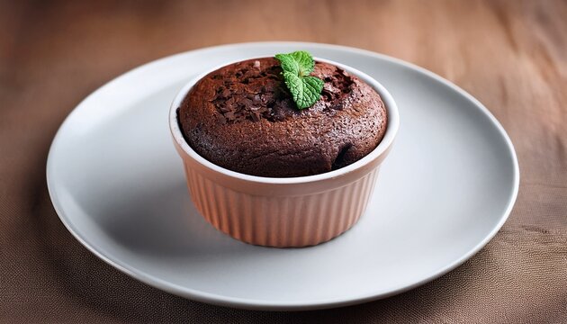 Mugcake Is Microwaved Homemade Cupcake In A Mug Is On A Plate Chocolate Brownie Mug Cake Easy Cooking Concept