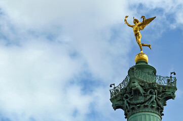 Column at Bastille Square close up, Paris, France
