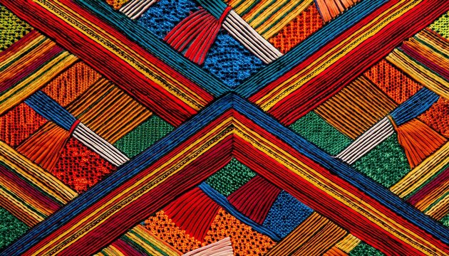 Vibrant Geometric Ndebele Textile Pattern South African Traditional Art