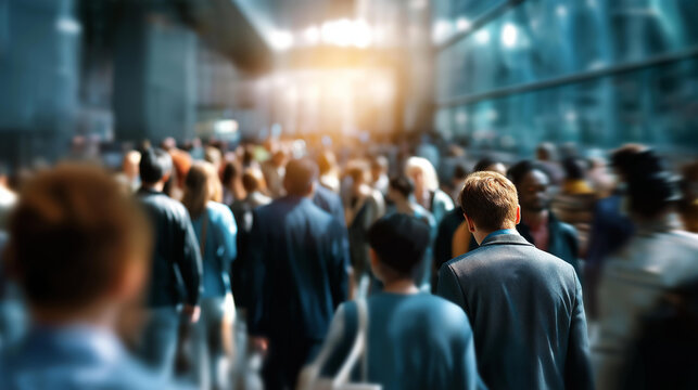 Hazy image of substantial assembly of individuals faceless large crowd defocused gathering background blurred congregation scene mass meeting display with copy space
