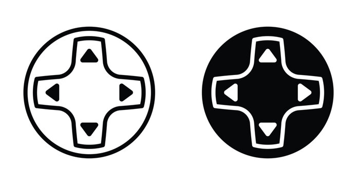 Game Controller Arrows Icon Set. Game controller arrows vector symbol in black filled and outlined style.
