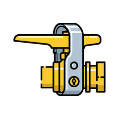 Fototapeta premium Industrial safety valve with bold yellow handle illustrating essential lockout-tagout protection for hazardous energy control