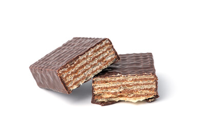 Waffle chocolate bars isolated on white background