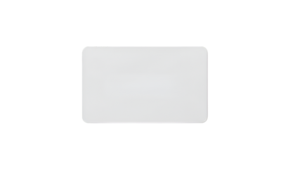Blank white plastic ID card with rounded corners on transparent background png