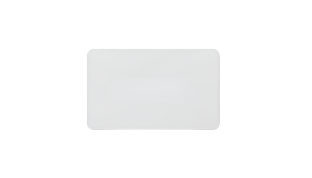 Blank white plastic ID card with rounded corners on transparent background png