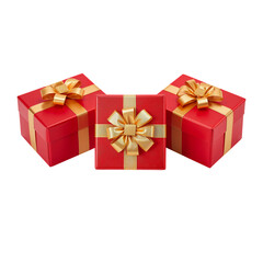 Obraz premium Red Wrapped Presents With Golden Ribbons Arranged for a Festive Occasion