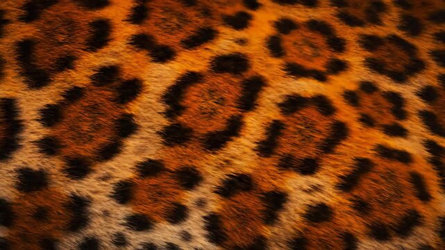 Close up detailed texture of jaguar fur showing distinct black rosettes and orange spots on soft animal coat providing natural wild animal skin background or wildlife conservation pattern