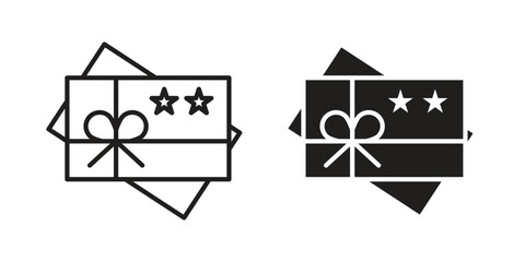 Gift voucher icon flat and thin stroke vector pack. Editable icons set