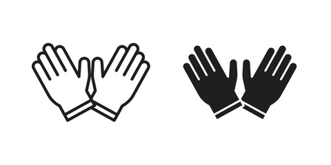 Obraz premium Glove icon flat and thin stroke vector pack. Editable icons set