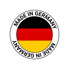 Made in Germany Badge or Sticker with German Flag in Circular Emblem. Vector illustration