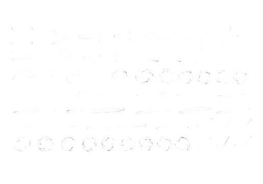 White Chalk Scribbles Arrows Underlines Circles and Check Marks Isolated on Transparent Background PNG