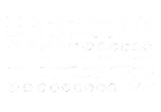 White Chalk Scribbles Arrows Underlines Circles and Check Marks Isolated on Transparent Background PNG