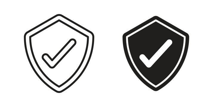 Insured icon flat and thin stroke vector pack. Editable icons set