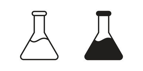 Lab flask icon flat and thin stroke vector pack. Editable icons set