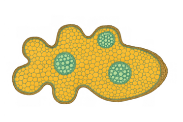 Plant stem tissue cross section showing vascular bundles with transparent background for botany and biology studies