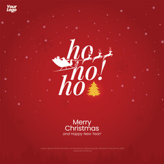 Obraz premium Merry Christmas Day. Ho Ho Ho typography, Merry Christmas Social Media creative post, Banner, background, template, greetings card, vector illustration.
