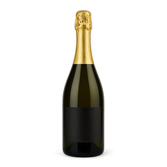 Green Champagne Bottle With Gold Foil Transparent Background PNG